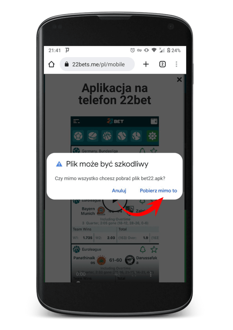 Instalacja 22Bet na Androida – Krok 2